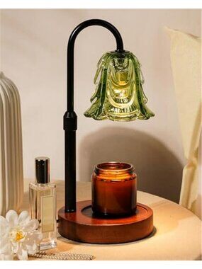 Small Candle Warmer Lamp with Timer, Adjustable Green Lamp Warmer for Jar